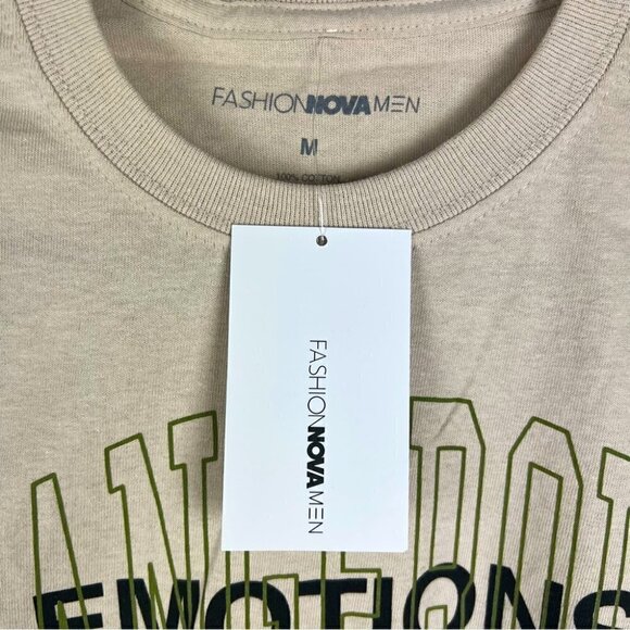 Nwt - Fashion Nova, Men’s Dangerous Emotions Short Sleeve Tee - Beige. Size: M. - Picture 5 of 10